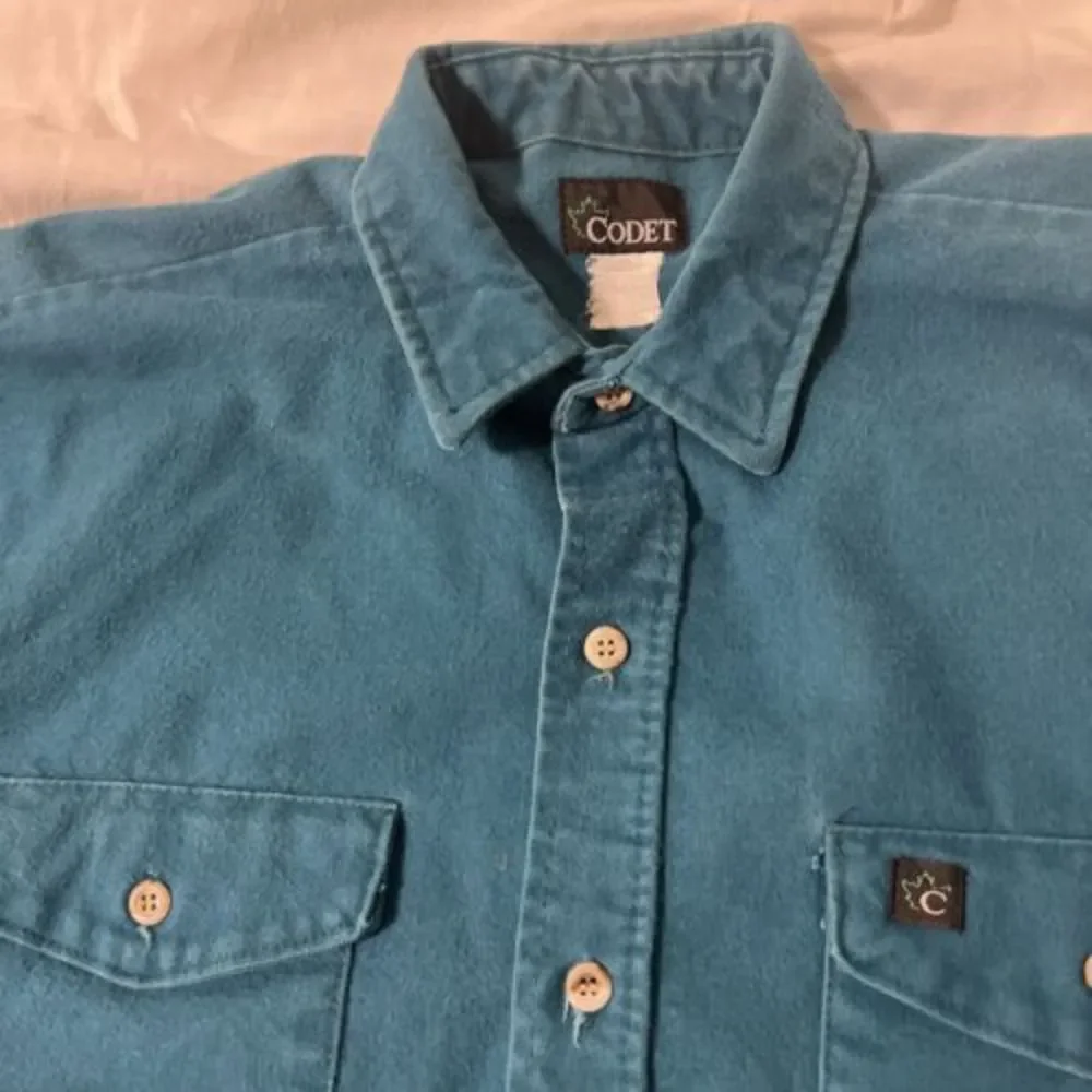 VTG Codet Blue Green Chamois Shirt USA Cotton Soft Flannel Shacket - Large Tall?